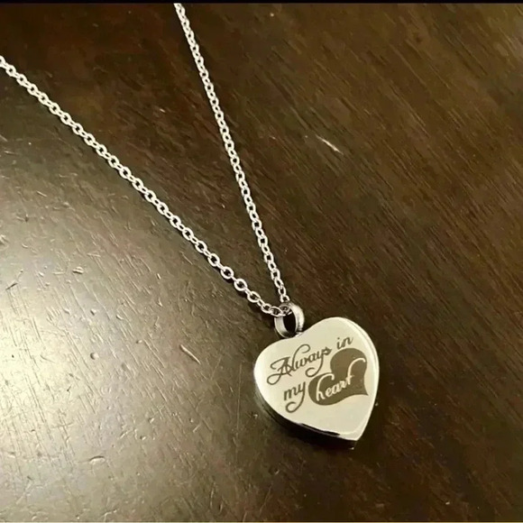 Stainless Steel Heart Memorial Necklace - Picture 4 of 5